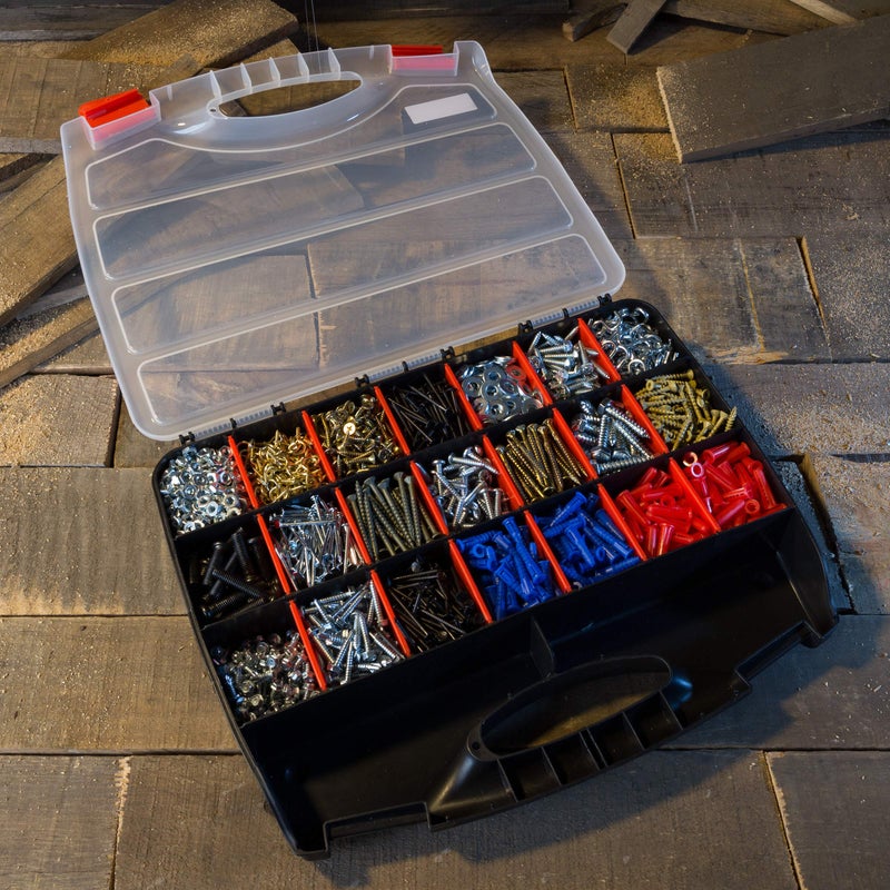 Stalwart Hardware Organizer Box with Dividers - 23 Compartment Small Parts Organizer Portable Tool Box with Secure Latches - Plastic Screw Storage for Nuts, Beads, Jewelry or Tackle by Stalwart - Image 4